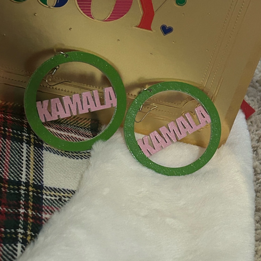 Green and Pink Hoop Earrings
